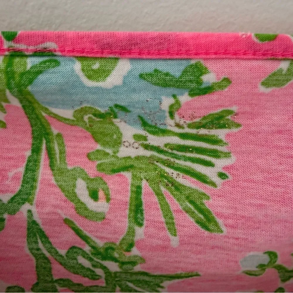 Lilly Pulitzer Mini Marlowe T-Shirt Dress 23492 Southern Charm Print Pink Green